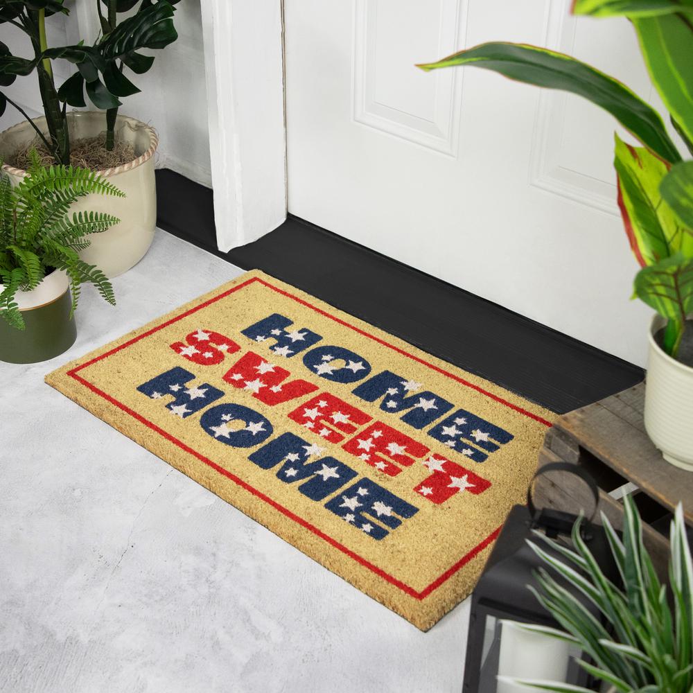 Red and Blue Americana Home Sweet Home Coir Outdoor Doormat 18" x 30". Picture 3