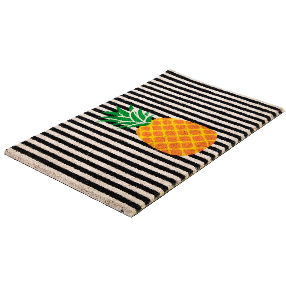 Ivory and Orange Pineapple Striped Natural Coir Outdoor Doormat 18" x 30". Picture 5