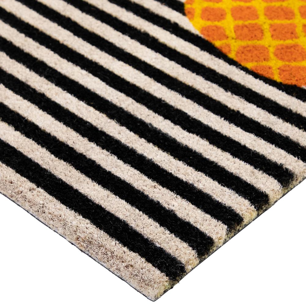 Ivory and Orange Pineapple Striped Natural Coir Outdoor Doormat 18" x 30". Picture 6