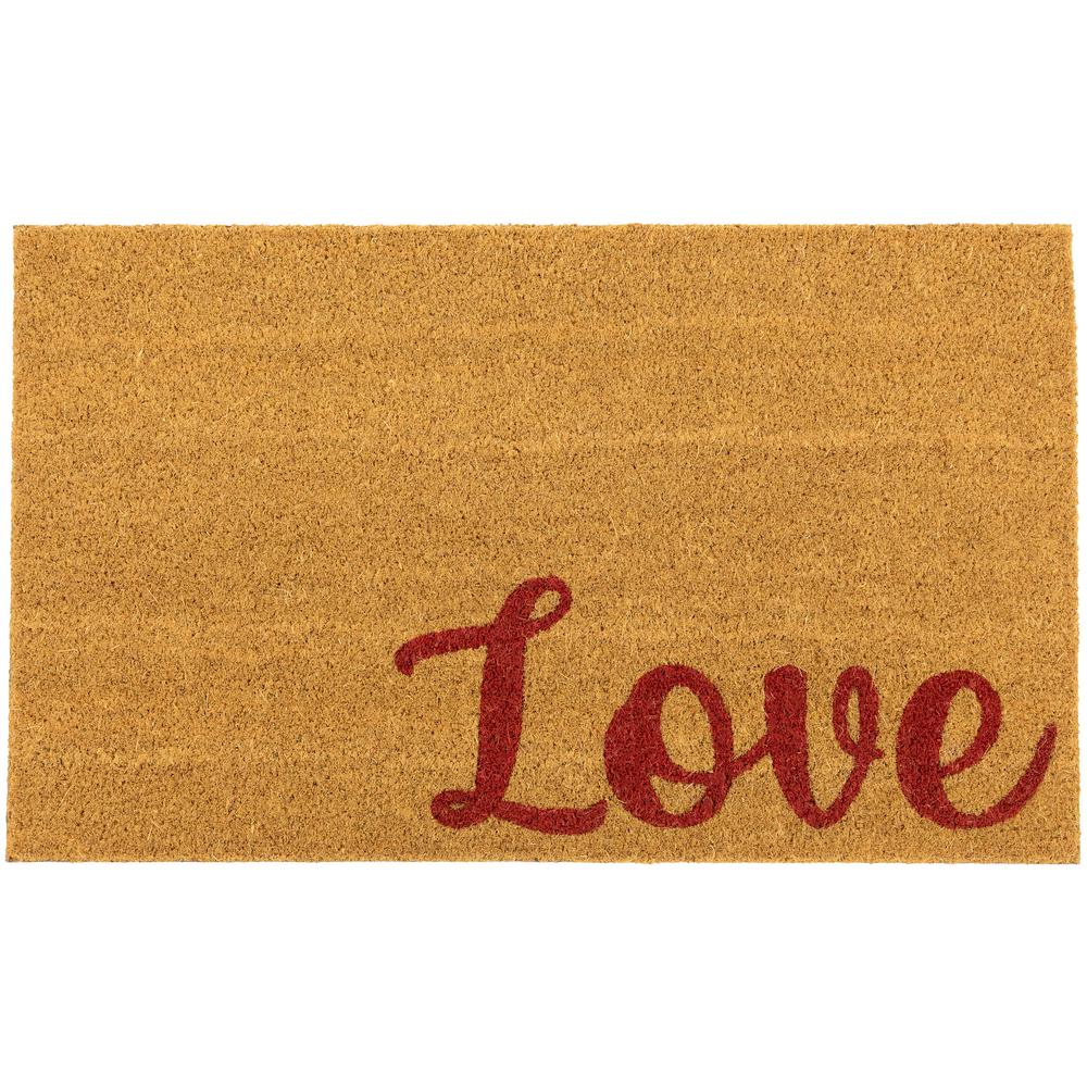 Natural Coir "Love" Outdoor Doormat 18" x 30". Picture 1