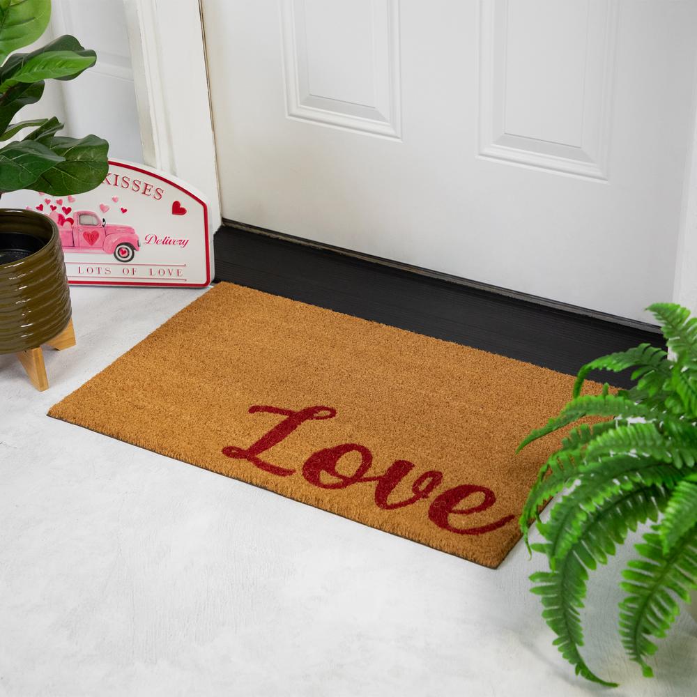 Natural Coir "Love" Outdoor Doormat 18" x 30". Picture 2