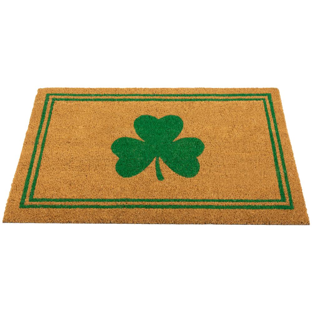 Natural Coir Shamrock with Stripes Outdoor Doormat 18" x 30". Picture 2