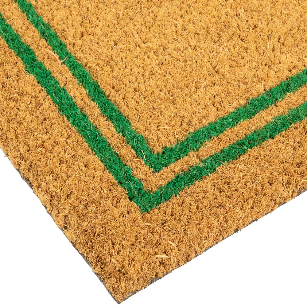 Natural Coir Shamrock with Stripes Outdoor Doormat 18" x 30". Picture 4