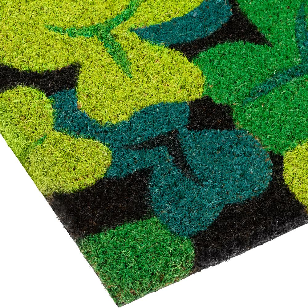 Black Coir Multicolor Green Shamrock Outdoor Doormat 18" x 30". Picture 4