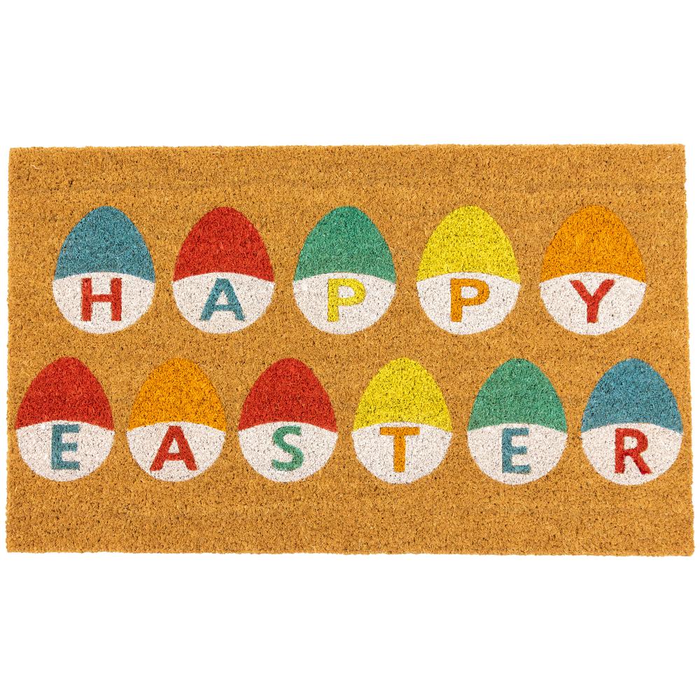 Natural Coir Happy Easter Egg Outdoor Doormat 18" x 30". Picture 1