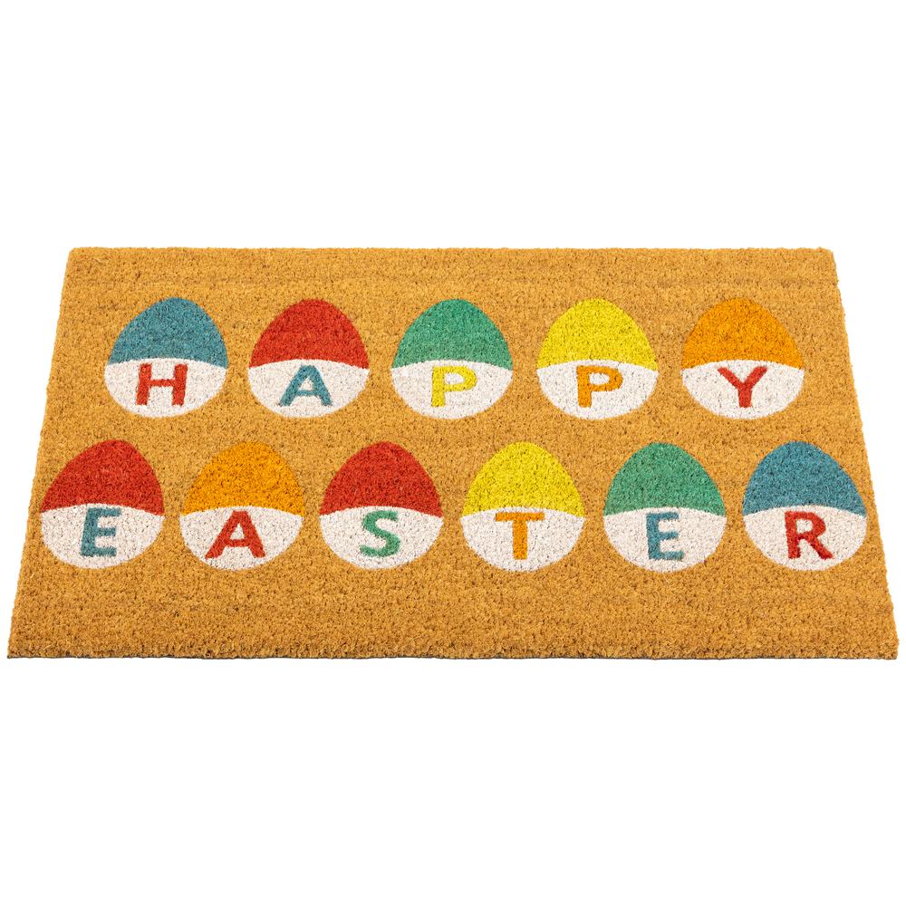 Natural Coir Happy Easter Egg Outdoor Doormat 18" x 30". Picture 2