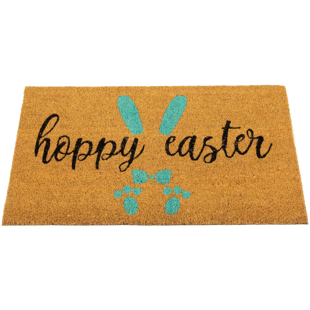Natural Coir "Hoppy Easter" Outdoor Doormat 18" x 30". Picture 2