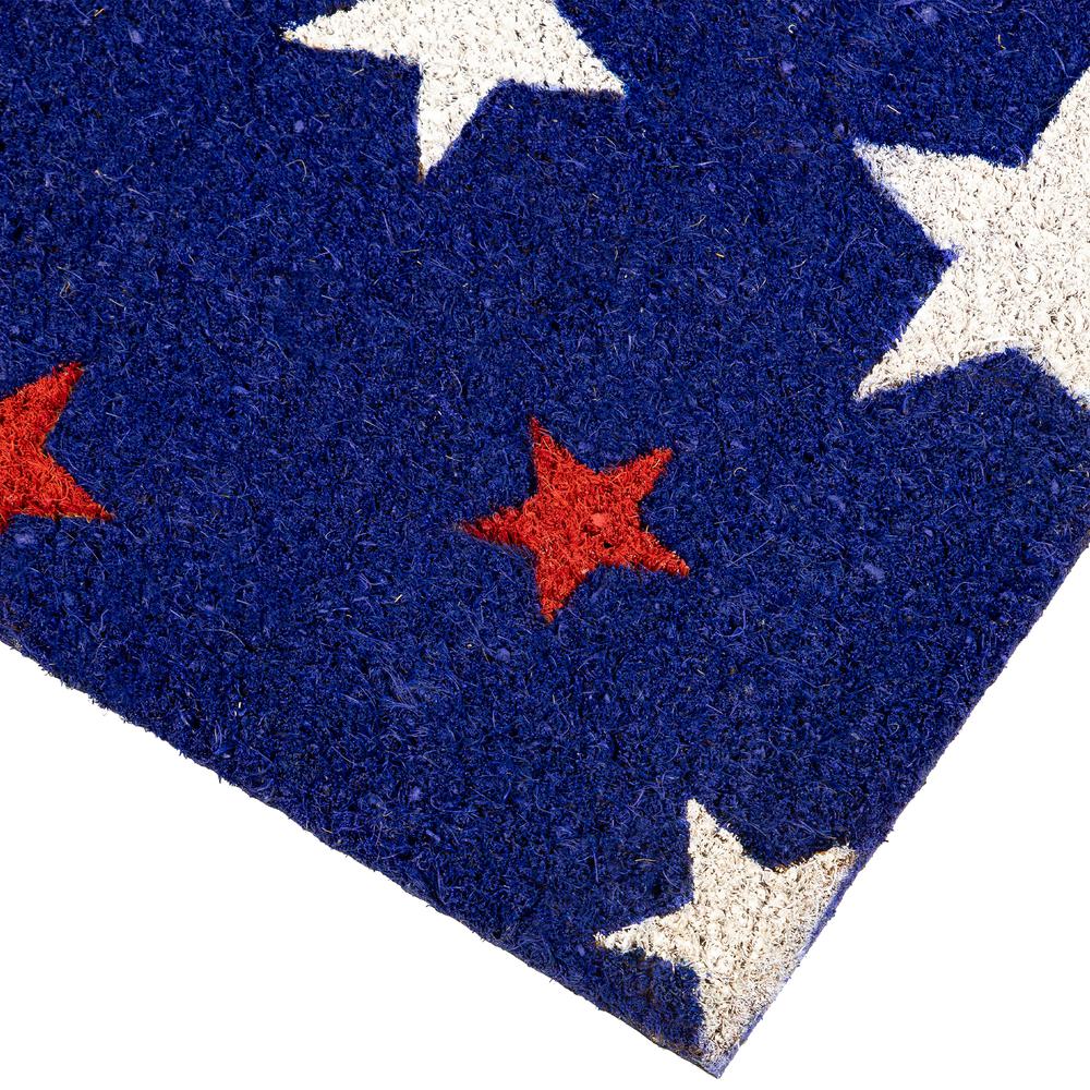 Blue Coir Red and White Stars Americana Outdoor Doormat 18" x 30". Picture 5