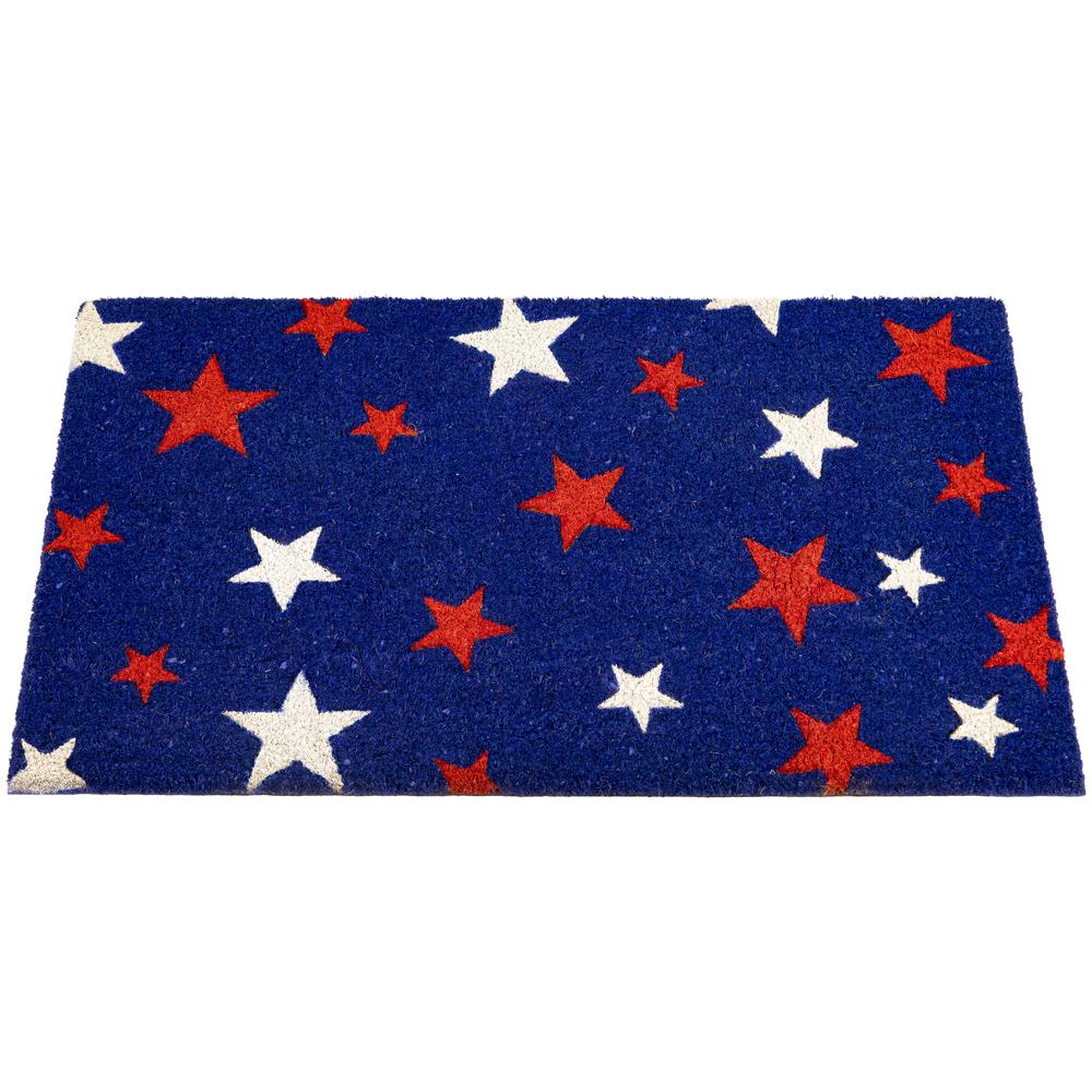 Blue Coir Red and White Stars Americana Outdoor Doormat 18" x 30". Picture 3