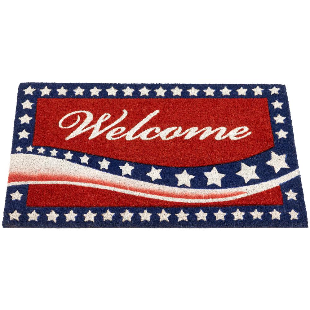 Red Coir "Welcome" Stars and Stripes Americana Outdoor Doormat 18" x 30". Picture 3