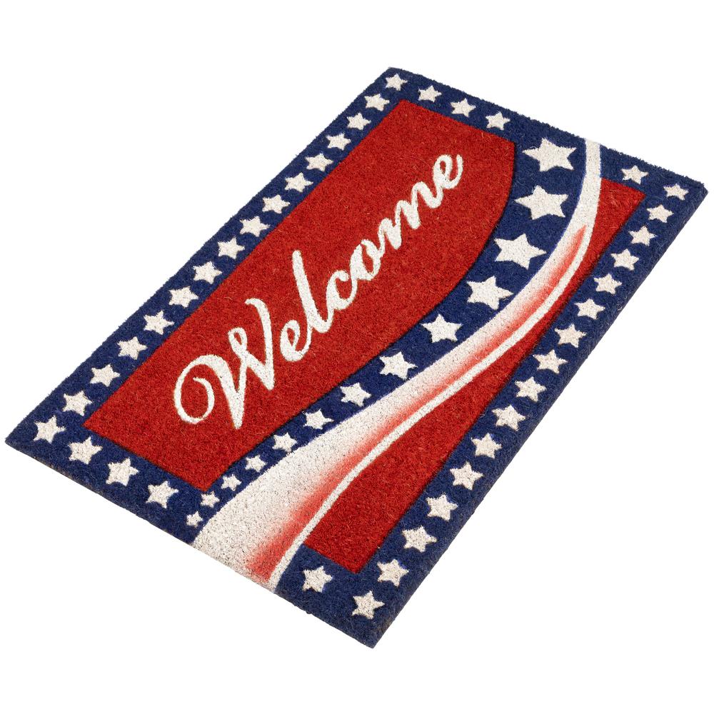Red Coir "Welcome" Stars and Stripes Americana Outdoor Doormat 18" x 30". Picture 4