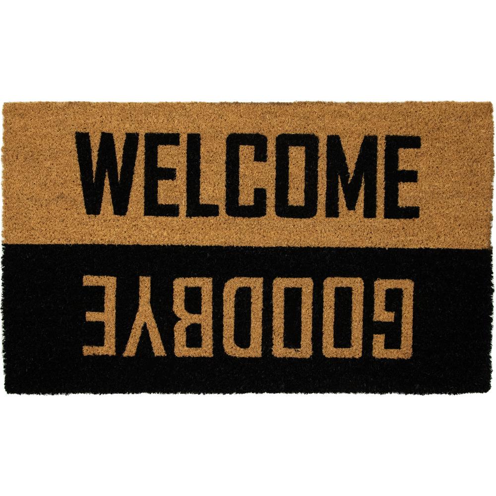 Natural Coir "Welcome Goodbye" Outdoor Doormat 18" x 30". Picture 1