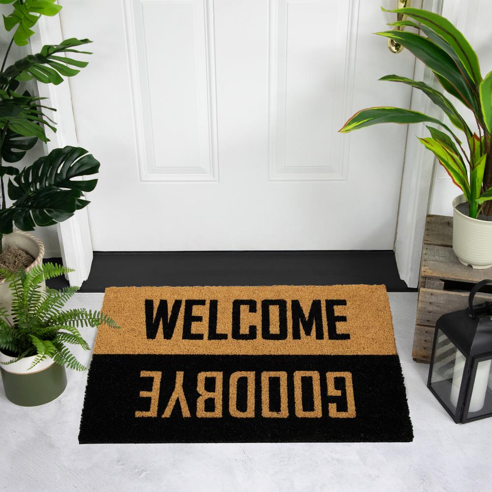 Natural Coir "Welcome Goodbye" Outdoor Doormat 18" x 30". Picture 2