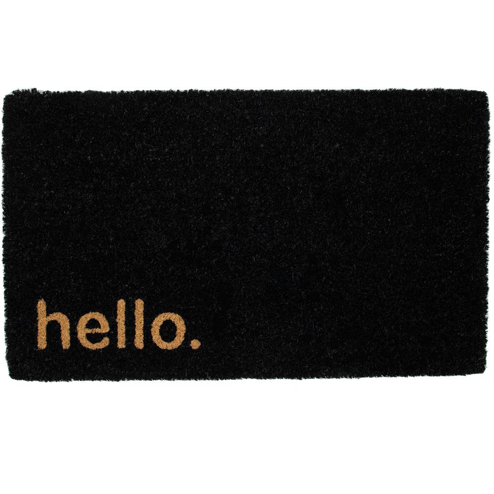 Black Coir "Hello" Outdoor Doormat 18" x 30". Picture 1