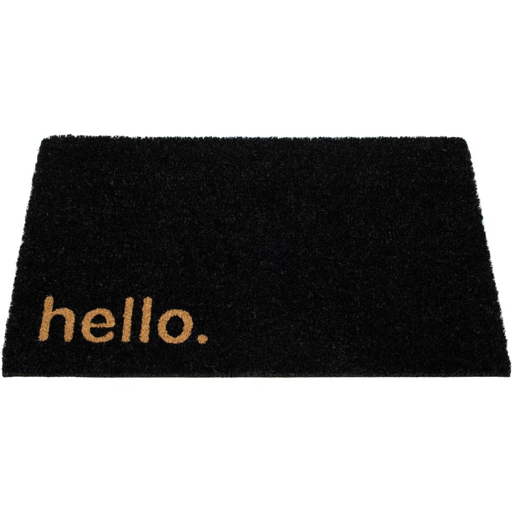 Black Coir "Hello" Outdoor Doormat 18" x 30". Picture 3