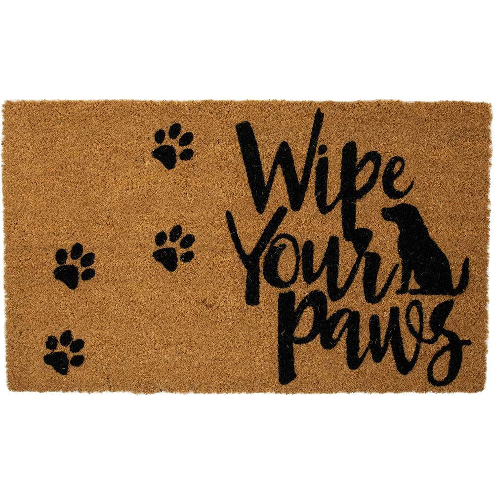 Natural Coir "Wipe Your Paws" Outdoor Doormat 18" x 30". Picture 1