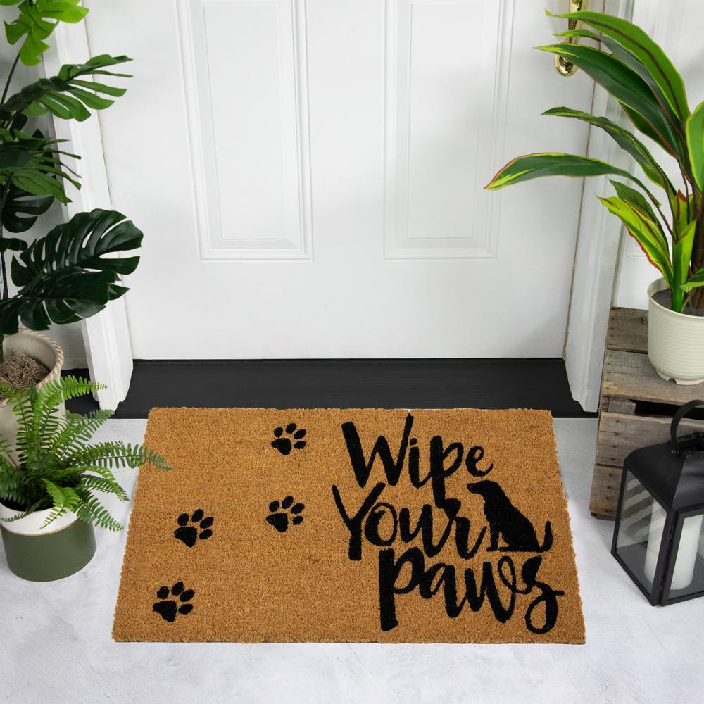 Natural Coir "Wipe Your Paws" Outdoor Doormat 18" x 30". Picture 2