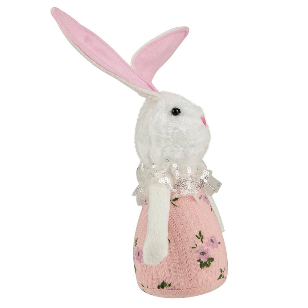 11" Pink Spring Floral Easter Bunny Figure. Picture 3