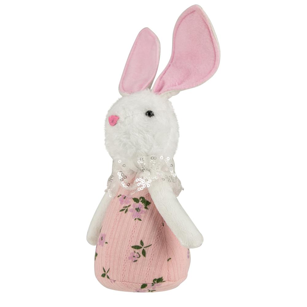 11" Pink Spring Floral Easter Bunny Figure. Picture 4