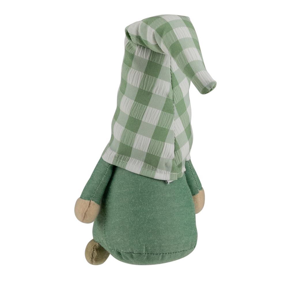 12.25" Spring Gnome with Green Plaid Hat. Picture 5