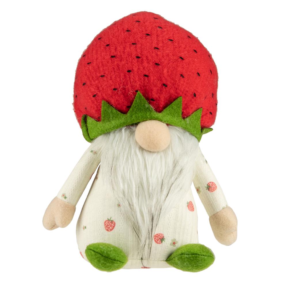 9.5" Green and Red Boy Springtime Strawberry Gnome. Picture 1