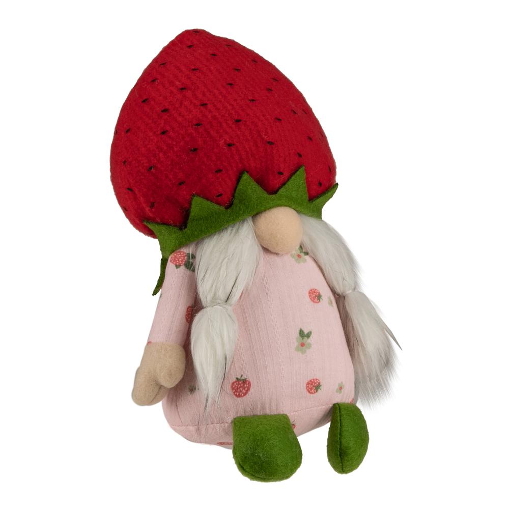 9.5" Green and Red Girl Springtime Strawberry Gnome. Picture 3