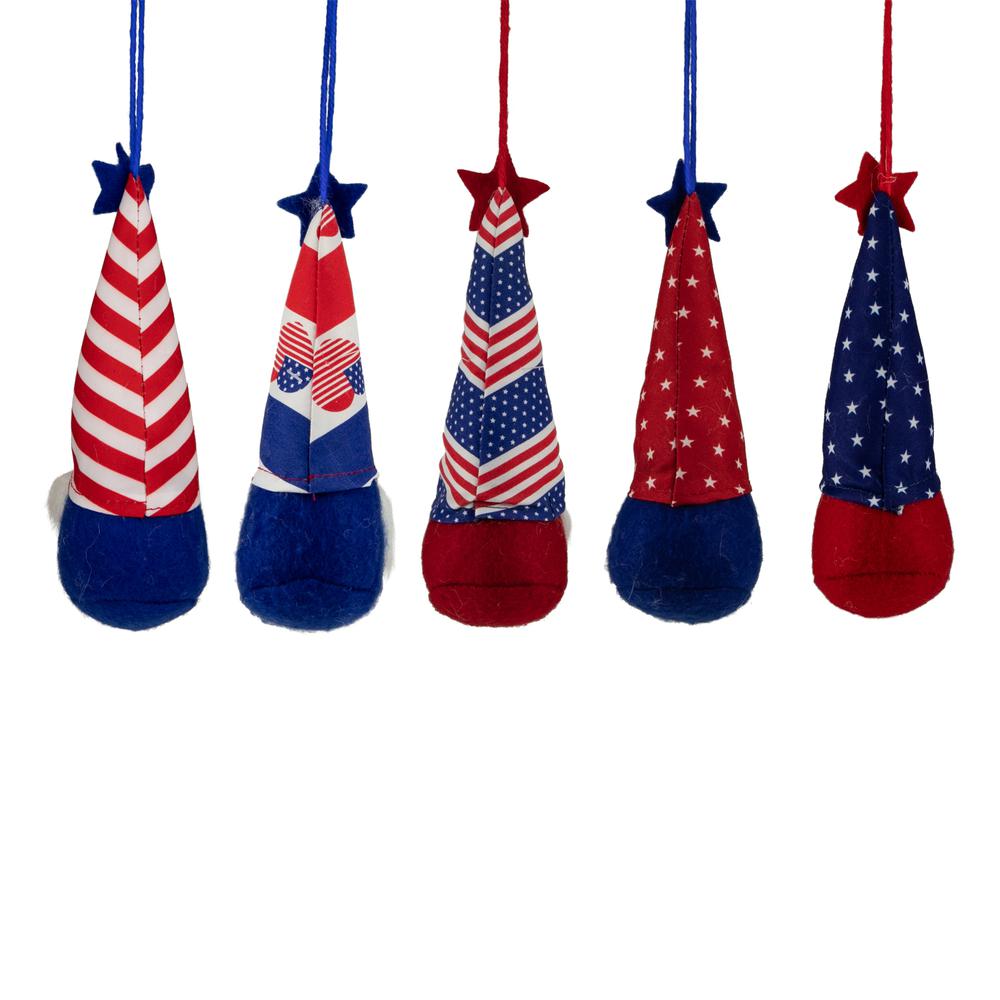 Set of 5 Patriotic 4th of July Americana Gnome Ornaments 6.5". Picture 2