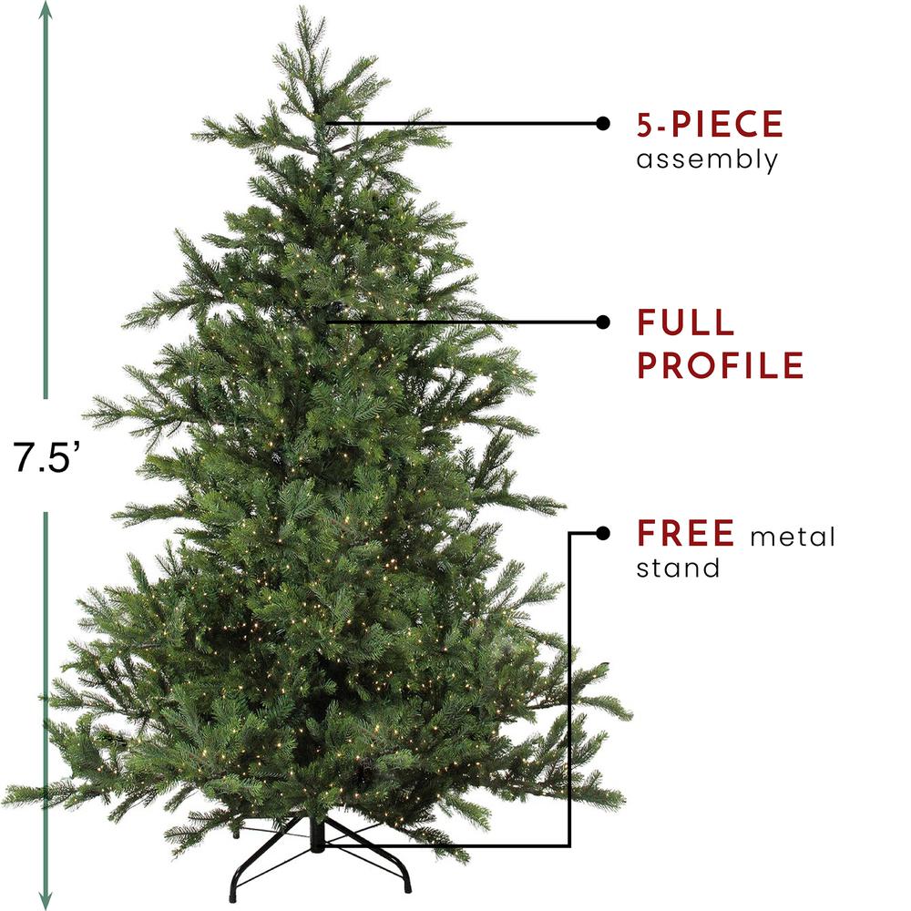 Pre-Lit Full Oregon Noble Artificial Christmas Tree 7.5'-Warm White LED Lights. Picture 5