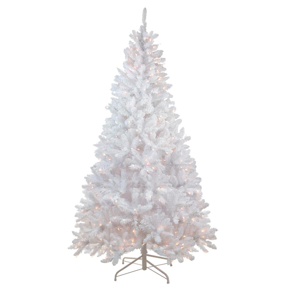 6' Pre-Lit Medium Flocked White Pine Artificial Christmas Tree - Clear Lights. Picture 1