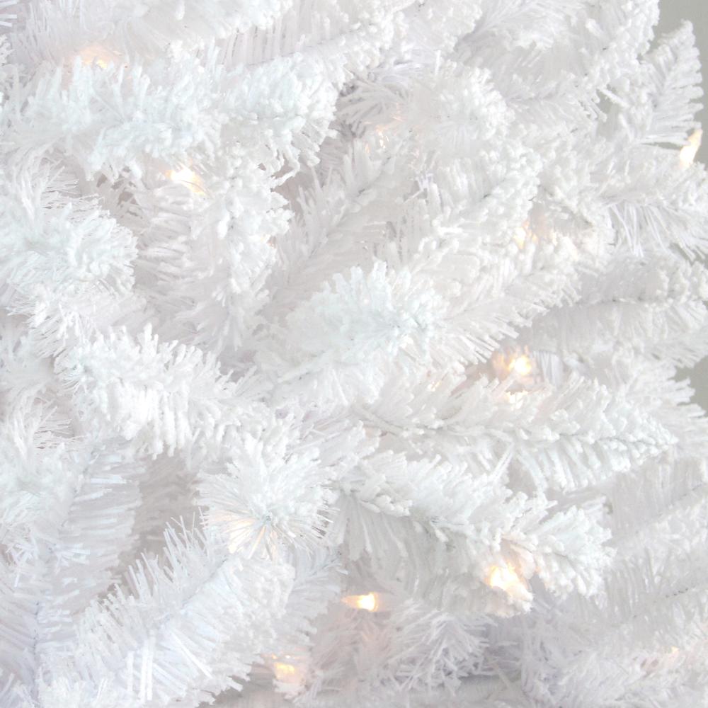 6' Pre-Lit Medium Flocked White Pine Artificial Christmas Tree - Clear Lights. Picture 2