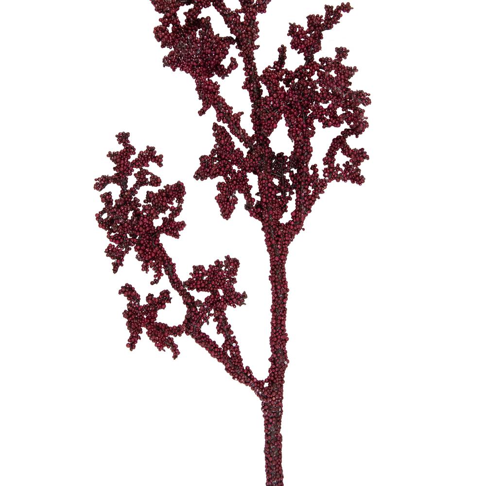 35" Burgundy Beaded Artificial Christmas Spray. Picture 3