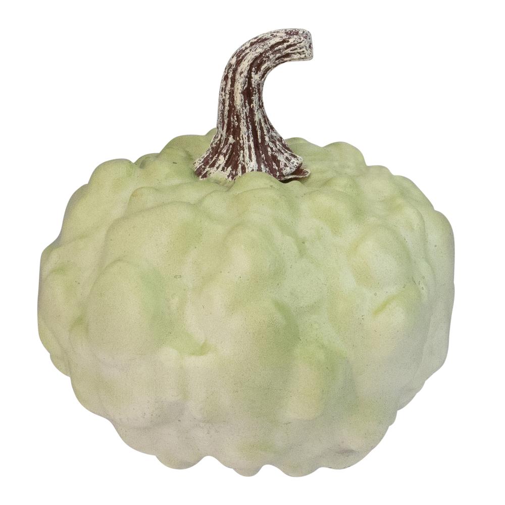 5.5" Green Textured Pumpkin Fall Harvest Table Top Decoration. Picture 1