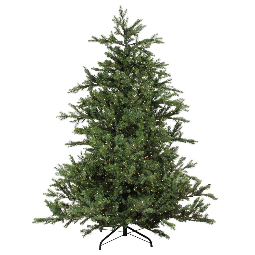 Pre-Lit Full Oregon Noble Artificial Christmas Tree 7.5'-Warm White LED Lights. Picture 1