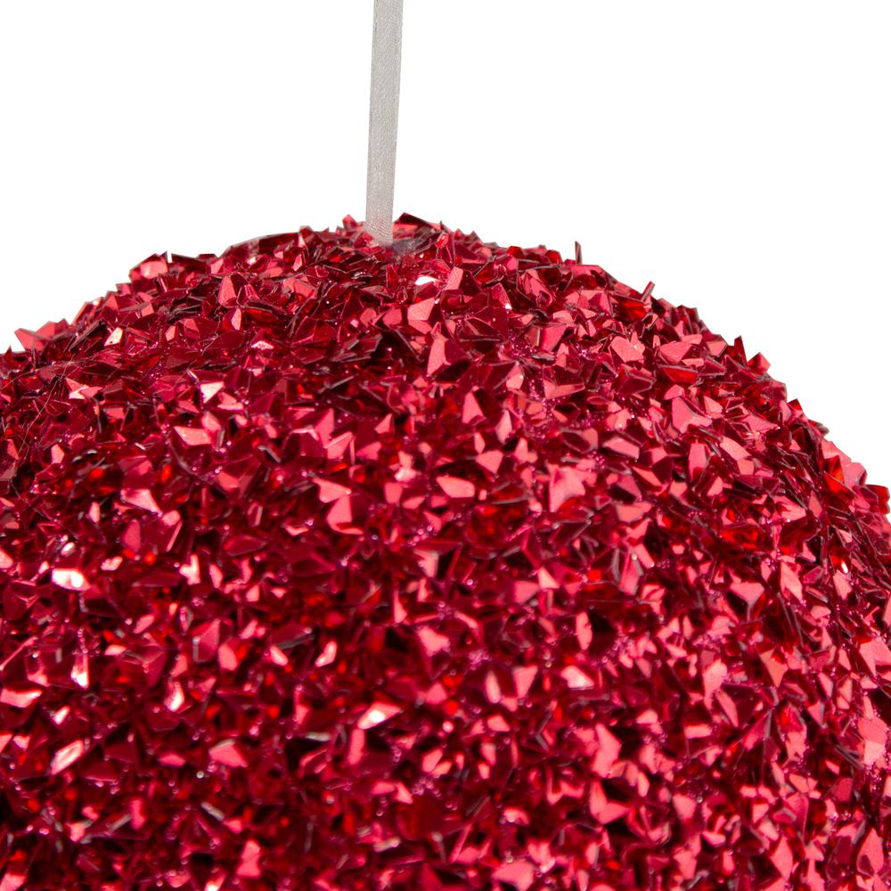 6" Red Glitter Christmas Ball Ornament. Picture 2