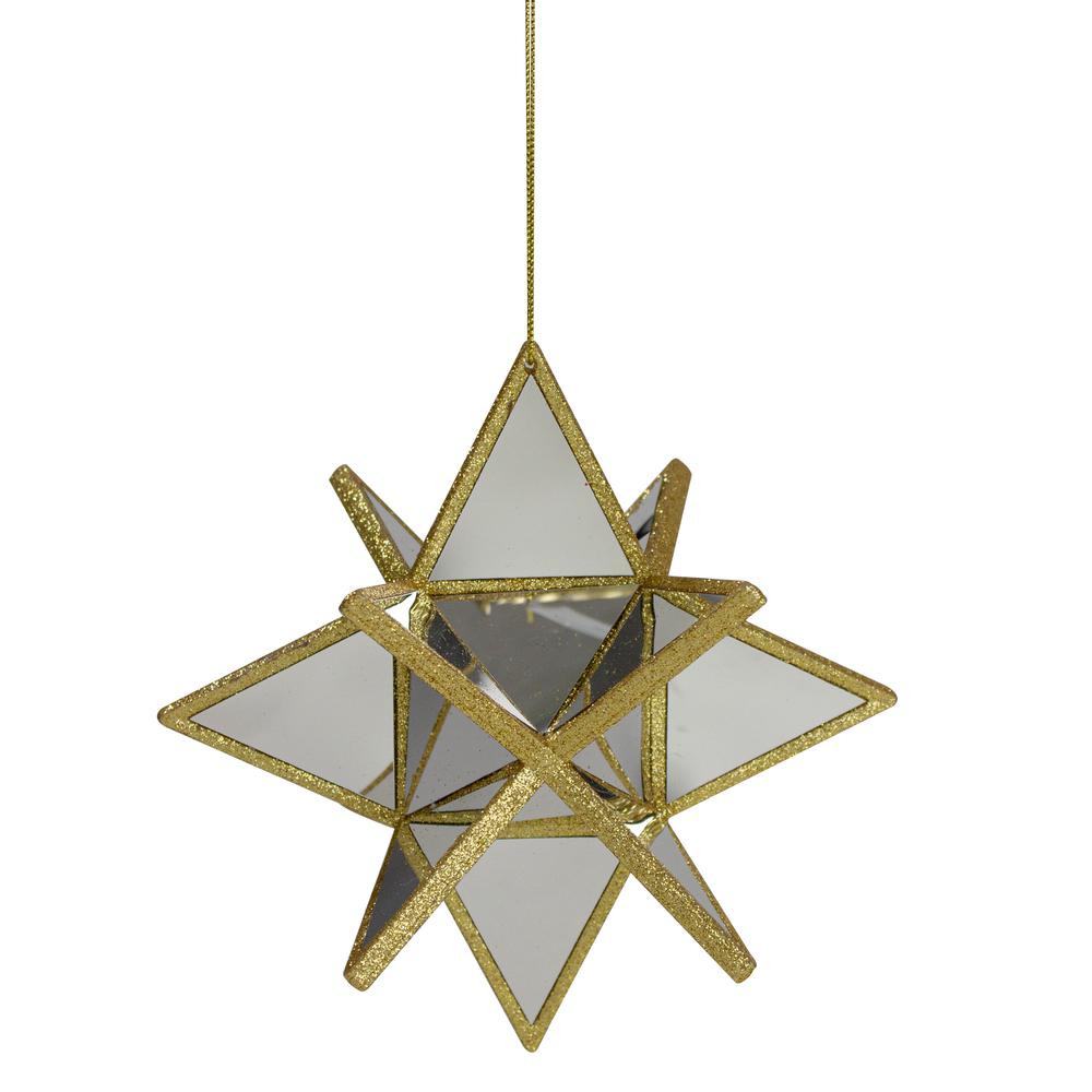 6" Gold Mirrored Three Dimensional Star Christmas Ornament. Picture 2