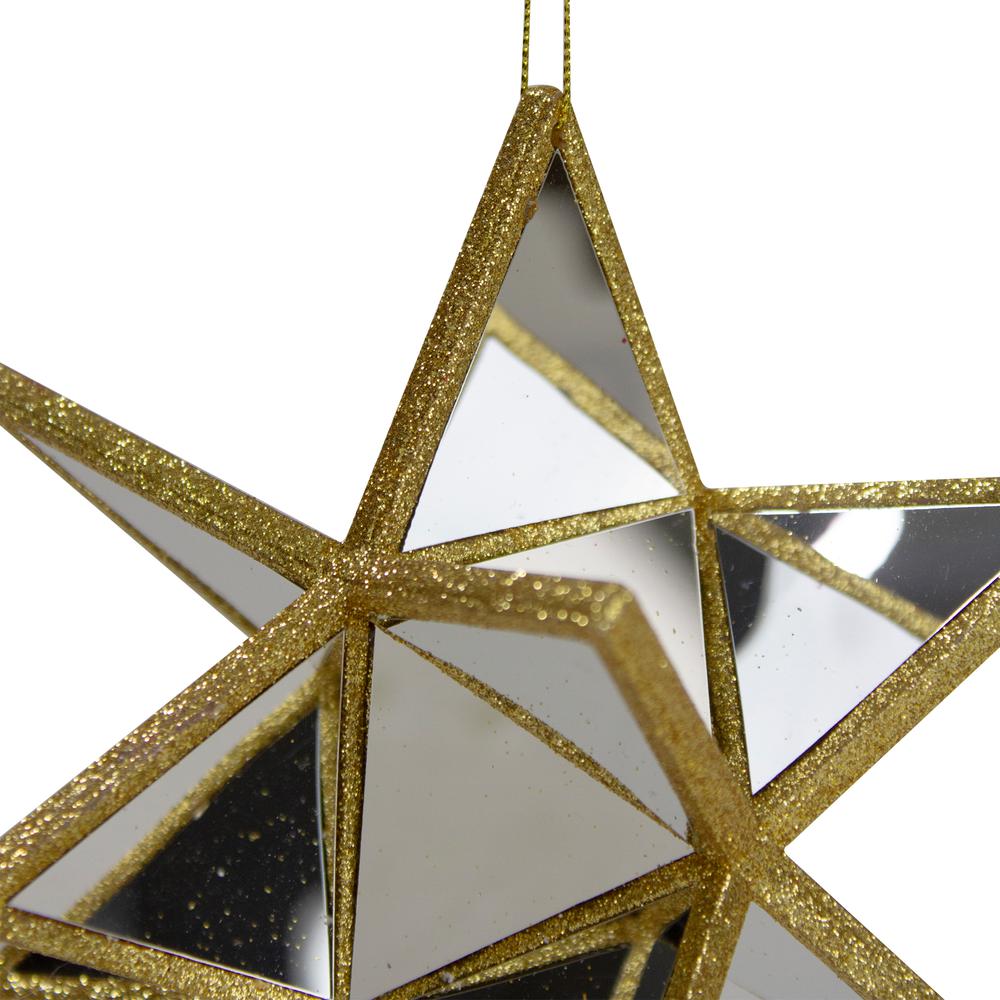 6" Gold Mirrored Three Dimensional Star Christmas Ornament. Picture 3