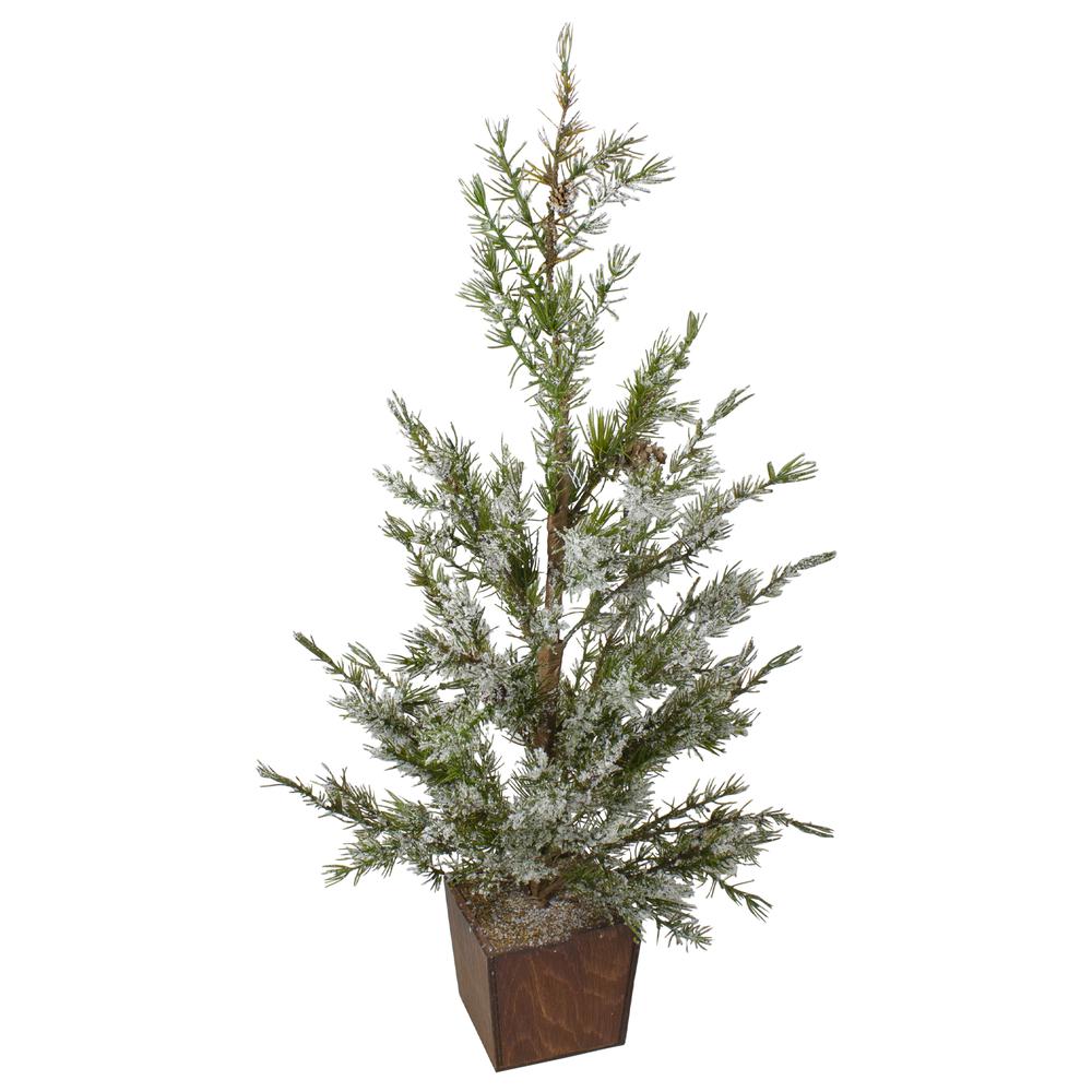 28" Potted Frosted Pine Artificial Christmas Tree - Unlit. Picture 1