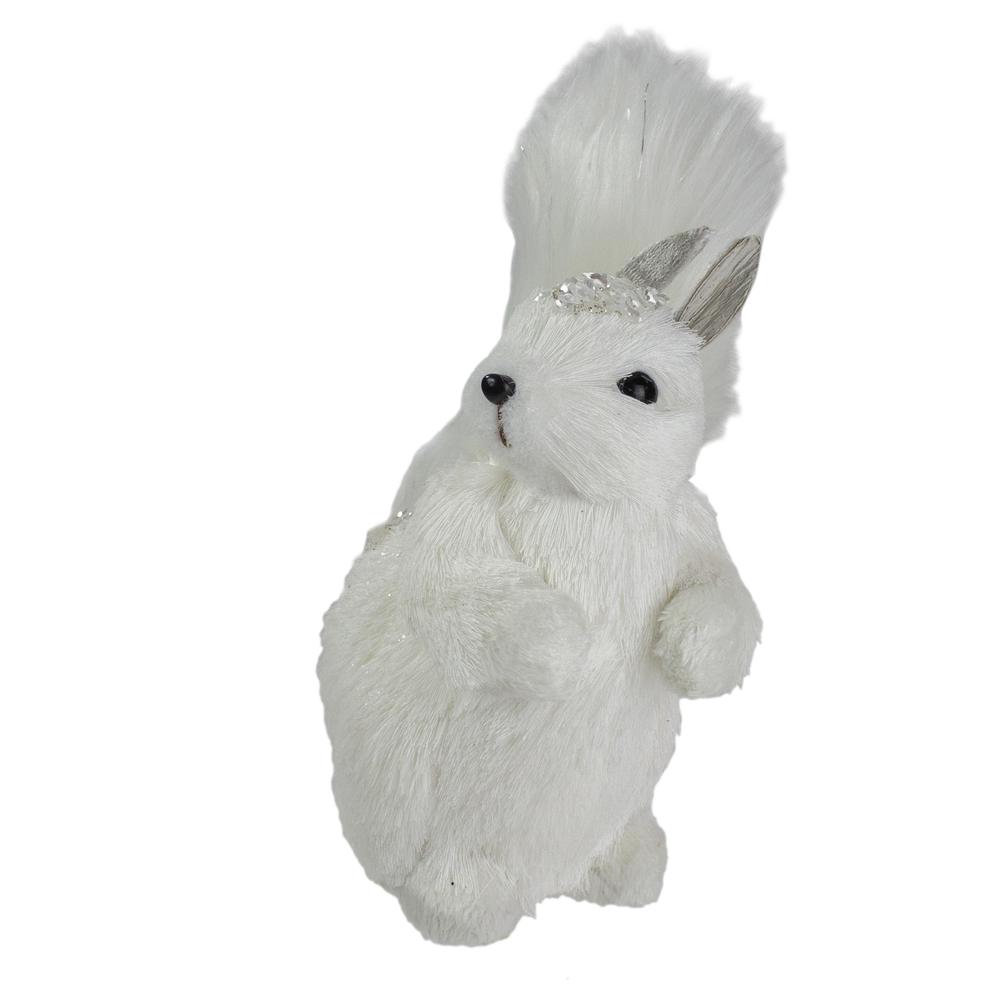 9" White Squirrel with Silver Gems Christmas Tabletop Decoration. Picture 3