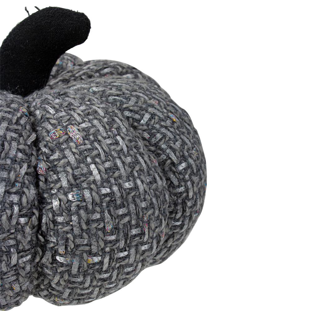7.5" Gray Knitted Fall Harvest Tabletop Pumpkin. Picture 4