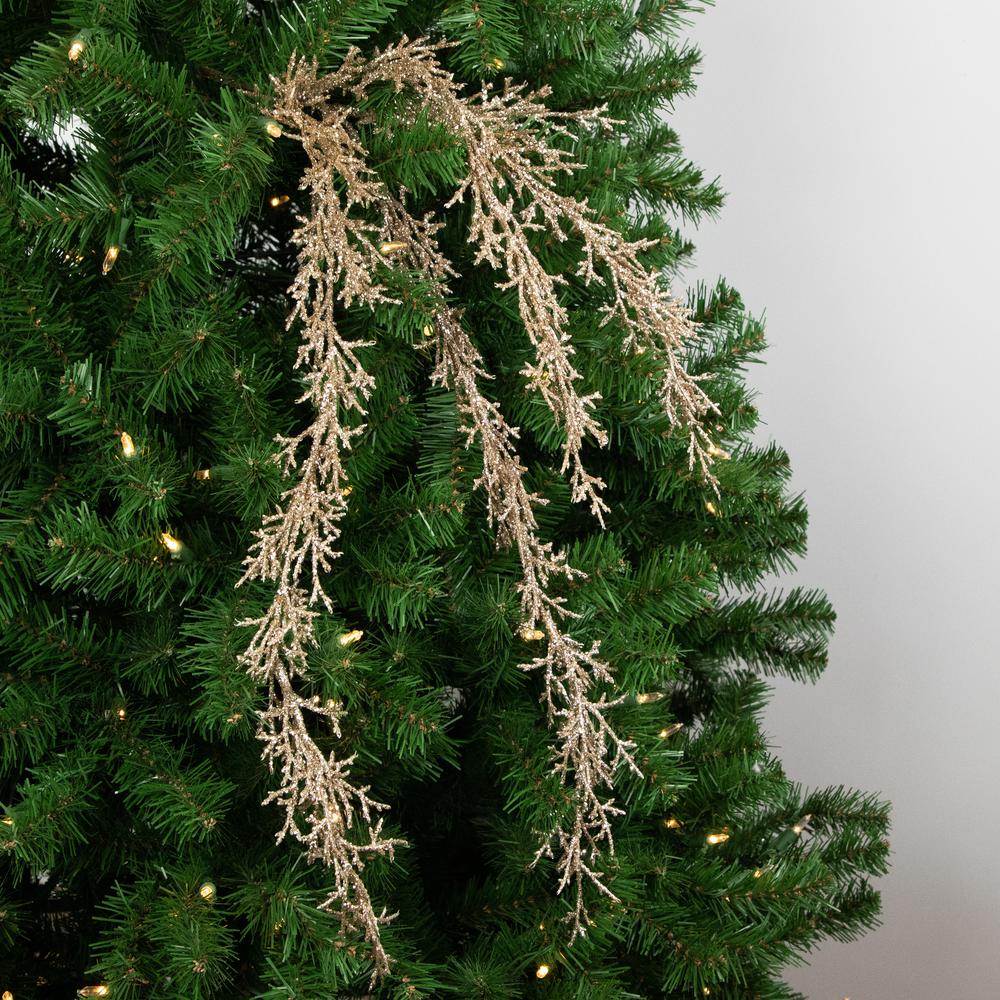 24" Golden Glittered Pine Christmas Spray. Picture 3