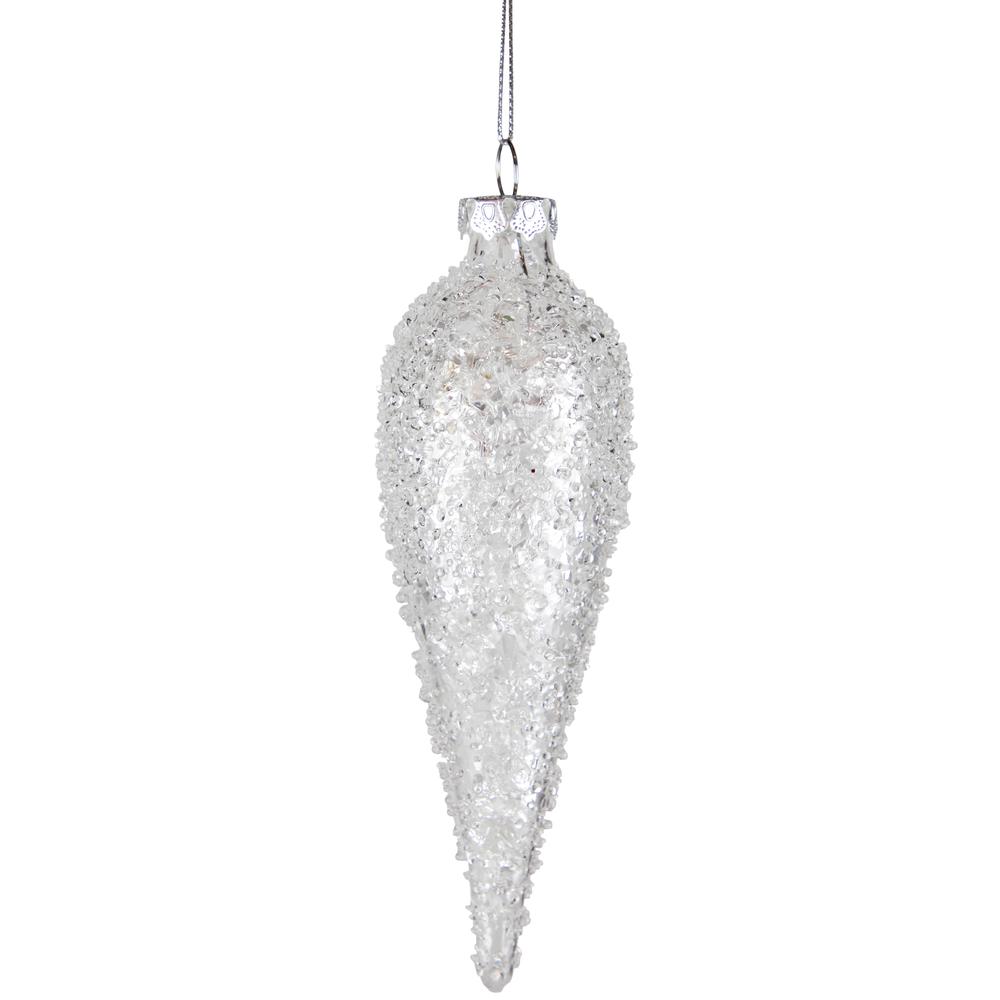 6.25" Clear Glass Winter Icicle Ornament. Picture 1