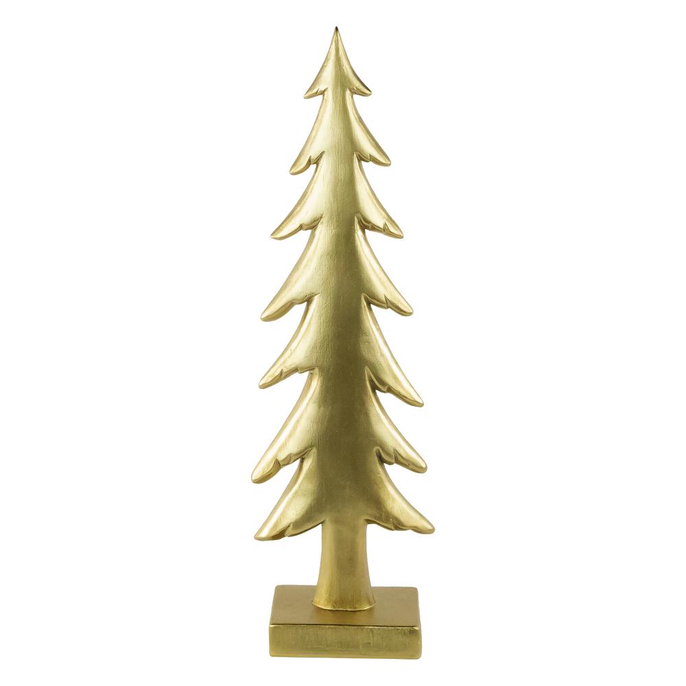 16" Gold Christmas Tree Tabletop Decoration. Picture 1