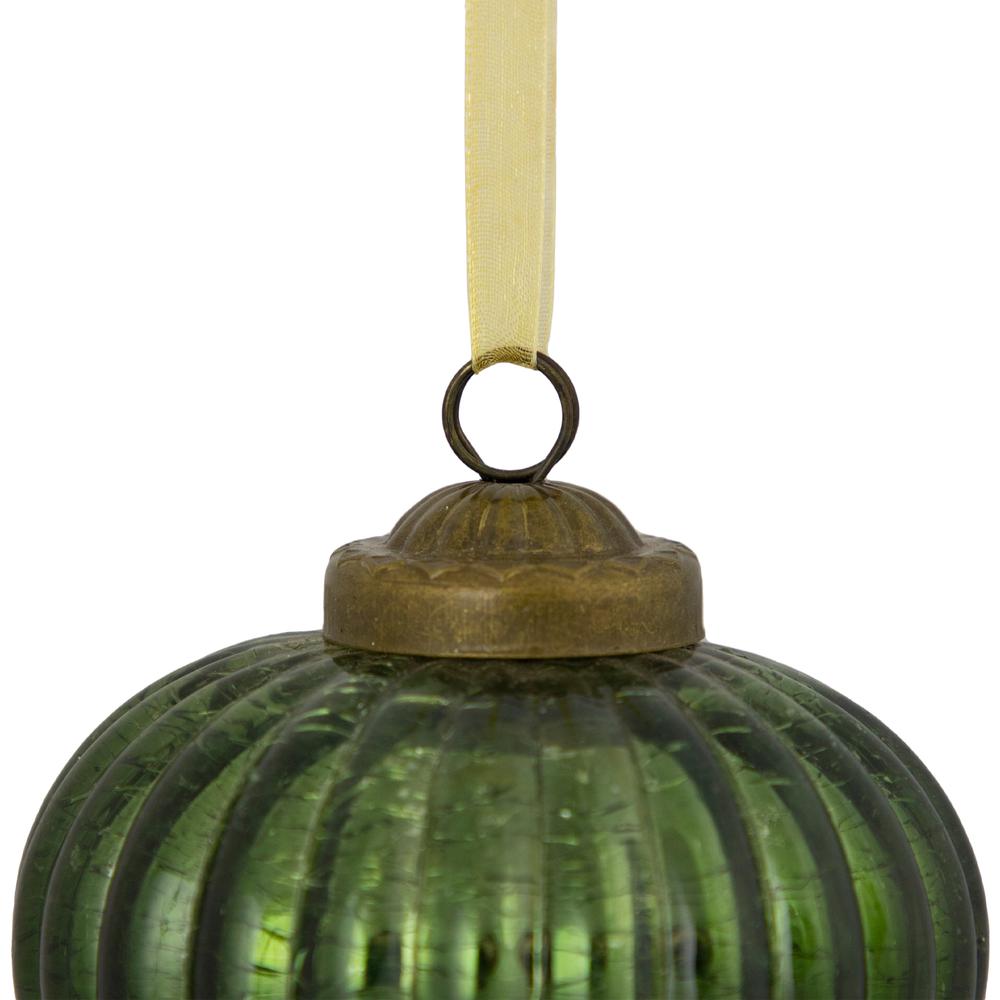 3" Green Crackle Glass Onion Christmas Ornament. Picture 4