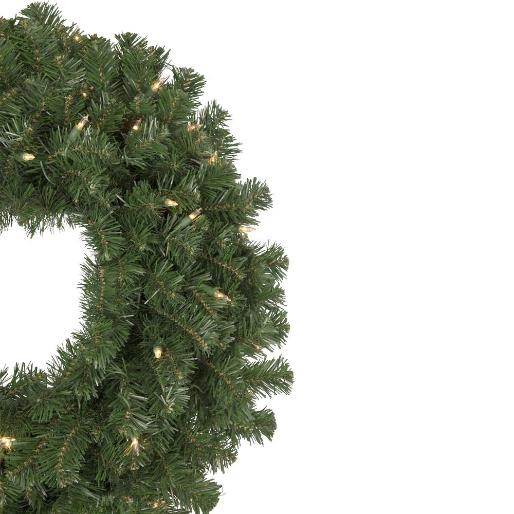 Pre-Lit Windsor Pine Artificial Christmas Wreath - 24-Inch  Clear Lights. Picture 4
