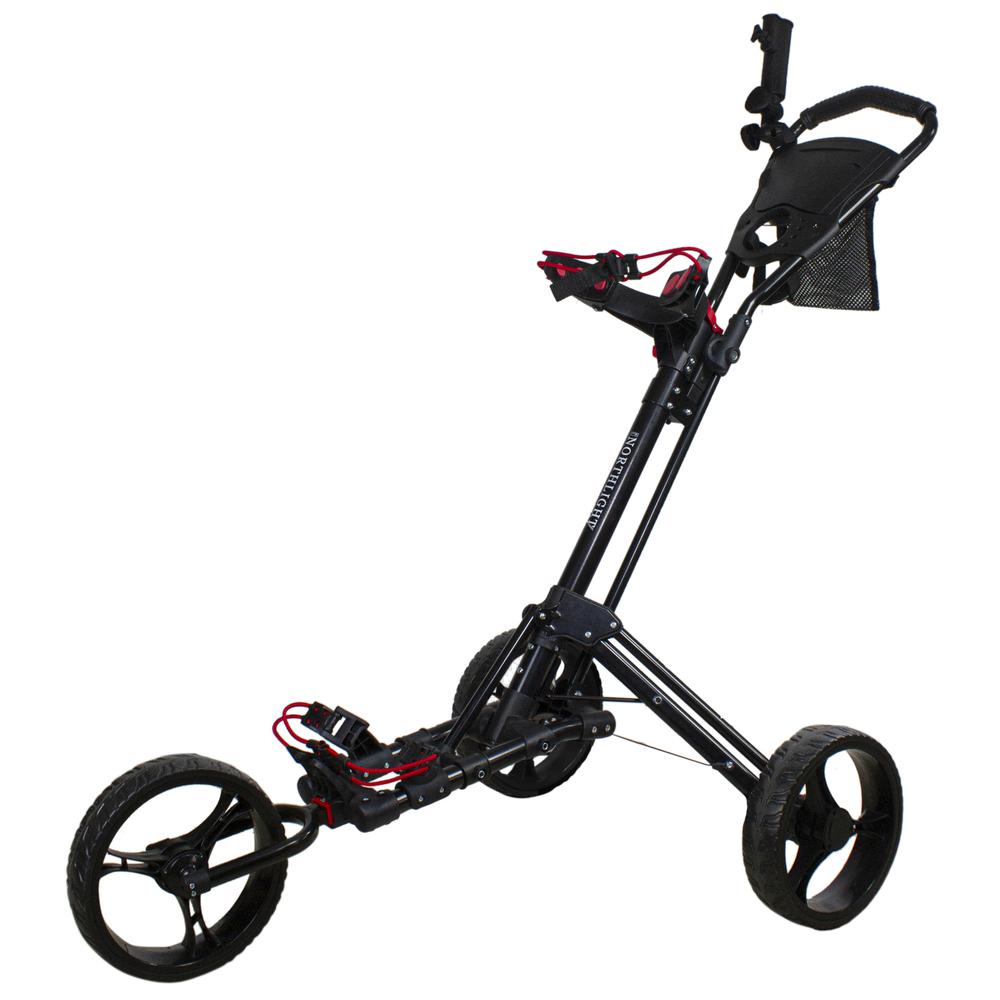 48" Black Easy Folding 3 Wheel Golf Bag Push Cart. Picture 1