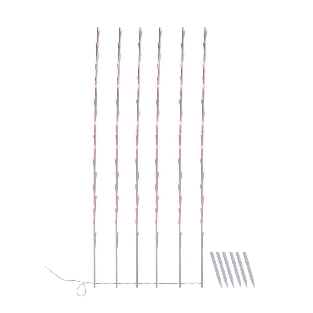 108 Pink Pre-Lit LED Branch Patio Outdoor Garden Novelty Christmas Light Stakes - 8.5 ft White Wire. Picture 2