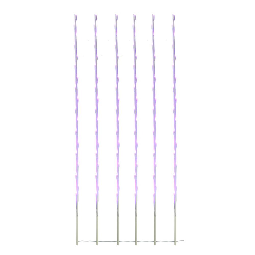 Set of 6 108 Purple LED Branch Patio and Garden Christmas Light Stakes - 8.5 ft White Wire. Picture 3