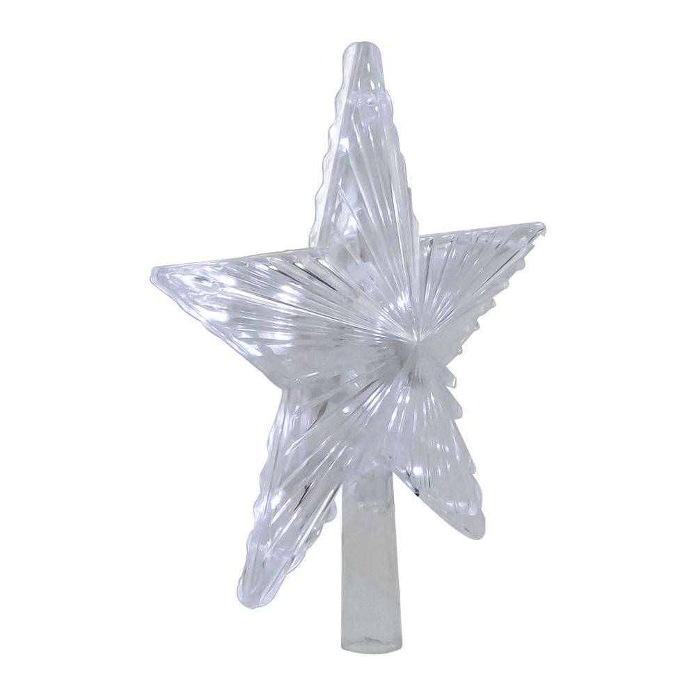 8.5" LED Lighted Clear 5 Point Star Christmas Tree Topper  White Lights. Picture 3
