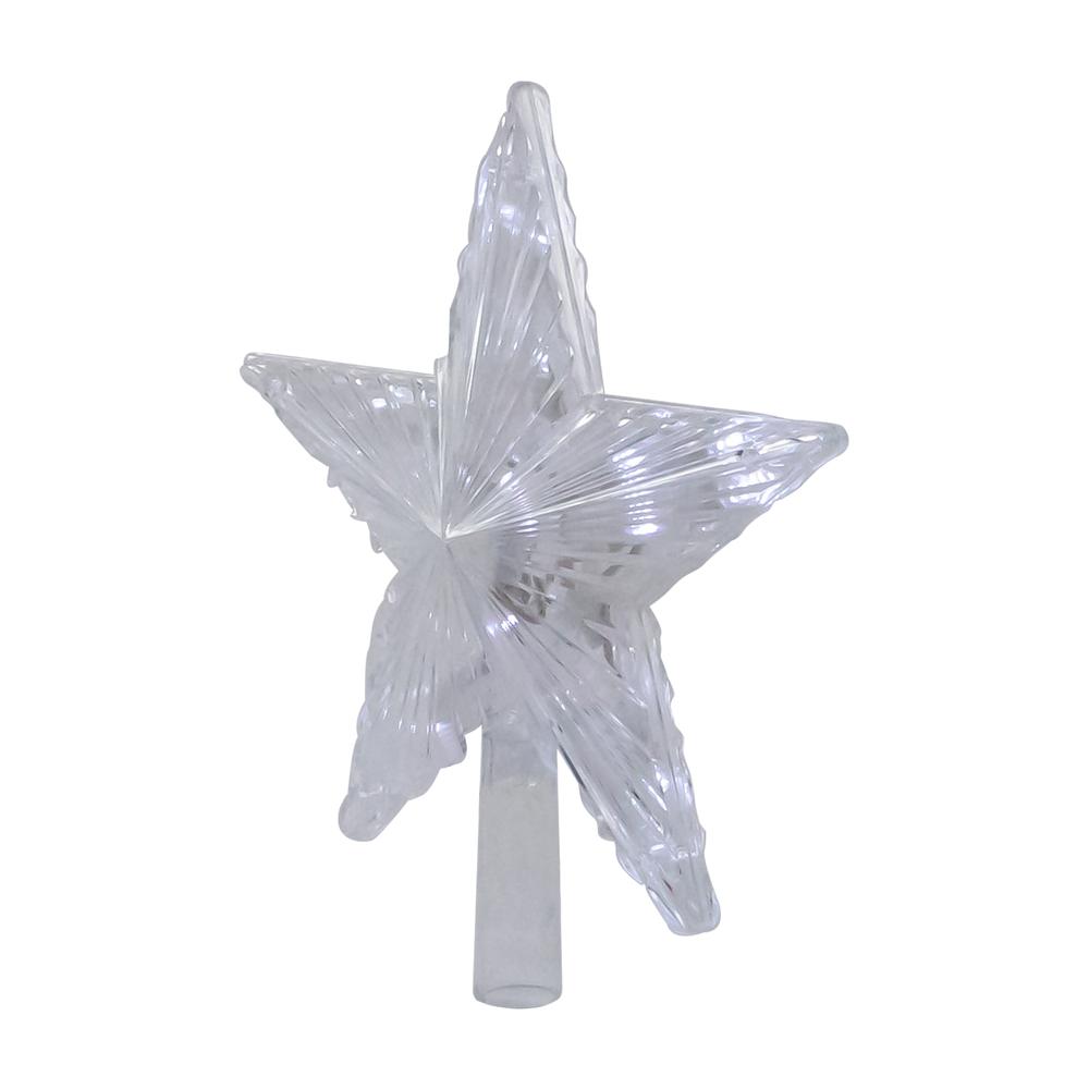 8.5" LED Lighted Clear 5 Point Star Christmas Tree Topper  White Lights. Picture 4