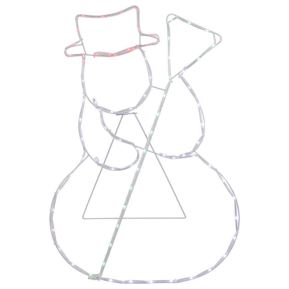 28" Lighted Standing Snowman Silhouette Outdoor Christmas Decoration. Picture 1